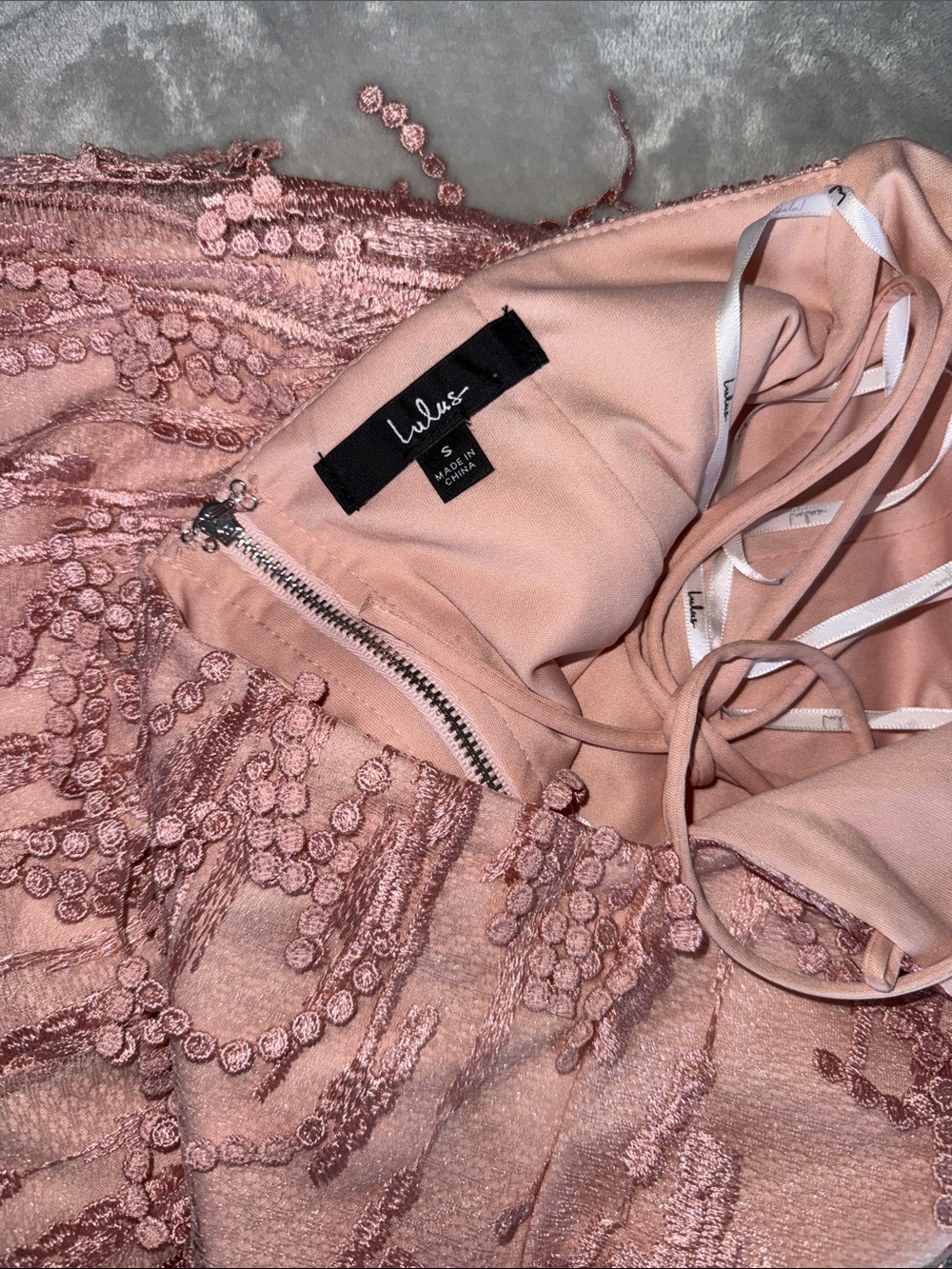 Lulu's Blush Pink Sequin Fringe Slip Dress - Picture 3 of 3